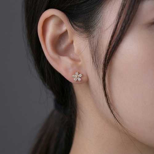 ビジューフラワーピアス