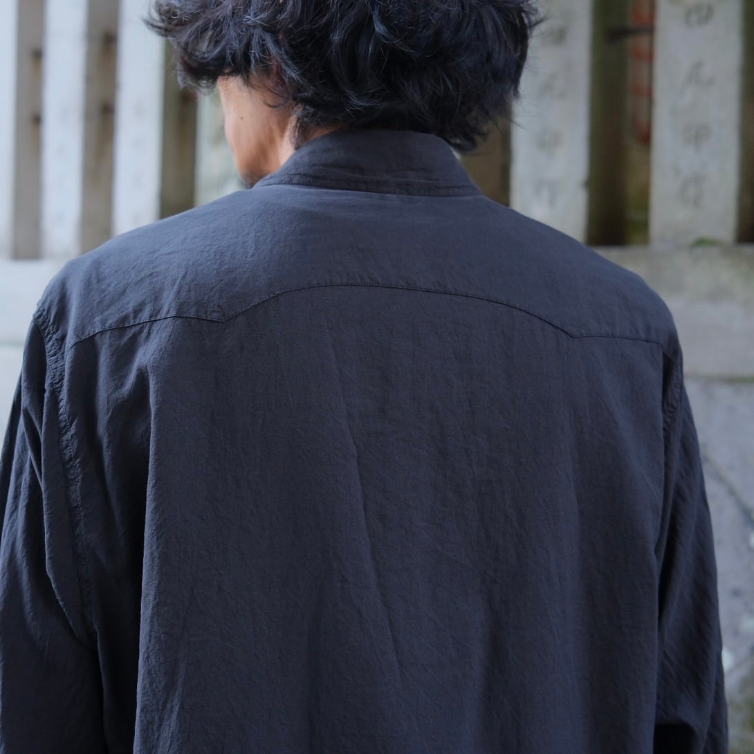 COMOLI(コモリ) /シルク製品染ウエスタンシャツ-BLACK-(D01-02006) | Signs