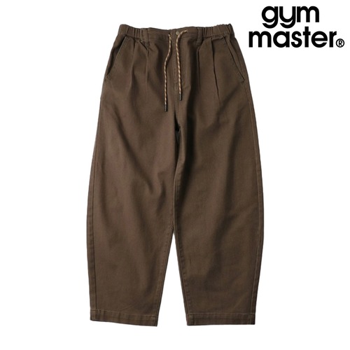 gym master ジムマスター ストレッチデニム＆ツイル バレルパンツ メンズ レディース テーパード ワイドパンツ 体型カバー ウエストゴム G833723 ブラウン