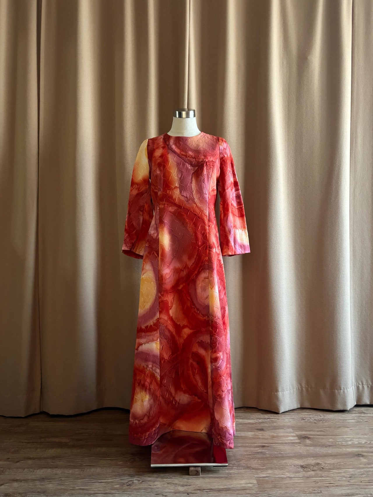 artistic color jacquard long dress-4547-2