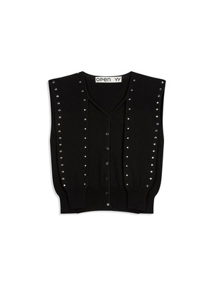 【26AW | WOMEN】OPEN YY オープン ワイワイ/ カーディガン / STUD SLEEVE LAYERED CARDIGAN  YY263KT003