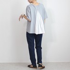 【後ろ姿も抜かりなし★バックシャンプルオーバートップス】異素材レースTシャツ  春夏トップスカットソー３カラー