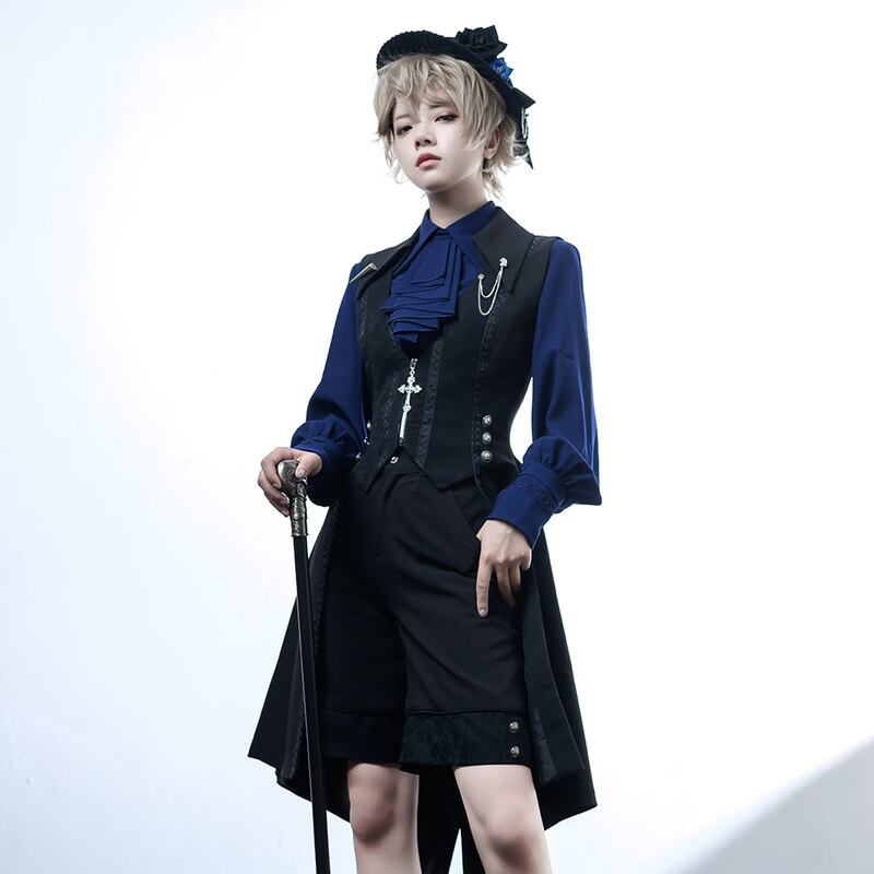 サブカル 服 地雷系 通販 王子 皇子系 ロリータ Princess Chronicles ロングベスト レトロ ゴシック 十字架 メタルチェーン ハイウエスト 闇かわいい 上品 エレガント コスプレ 衣装 イベント衣装