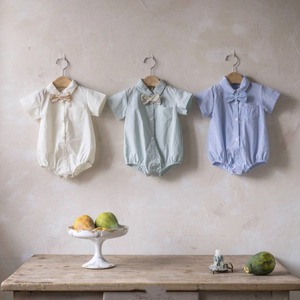 【BABY】韓国風　夏新作蝶ネクタイロンパース