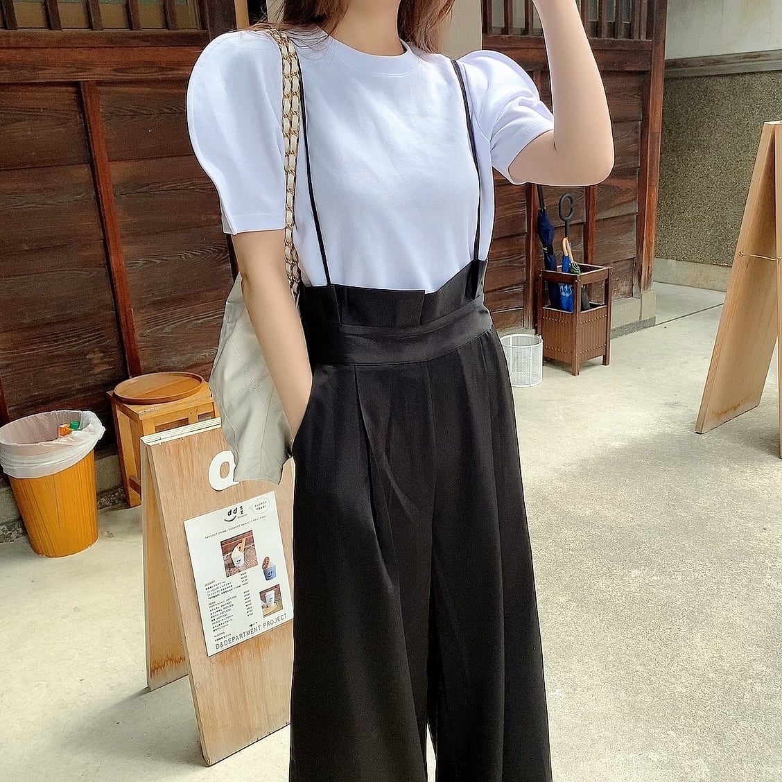 Satin salopette / black (6月中旬頃発送予定) | moripon.