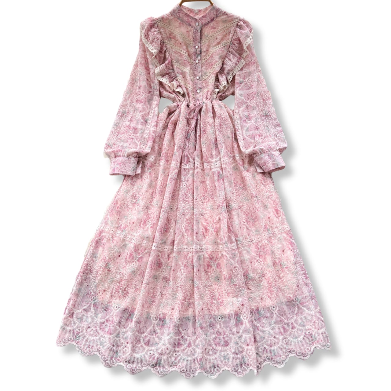 レースフリルスタンドワンピース L1854