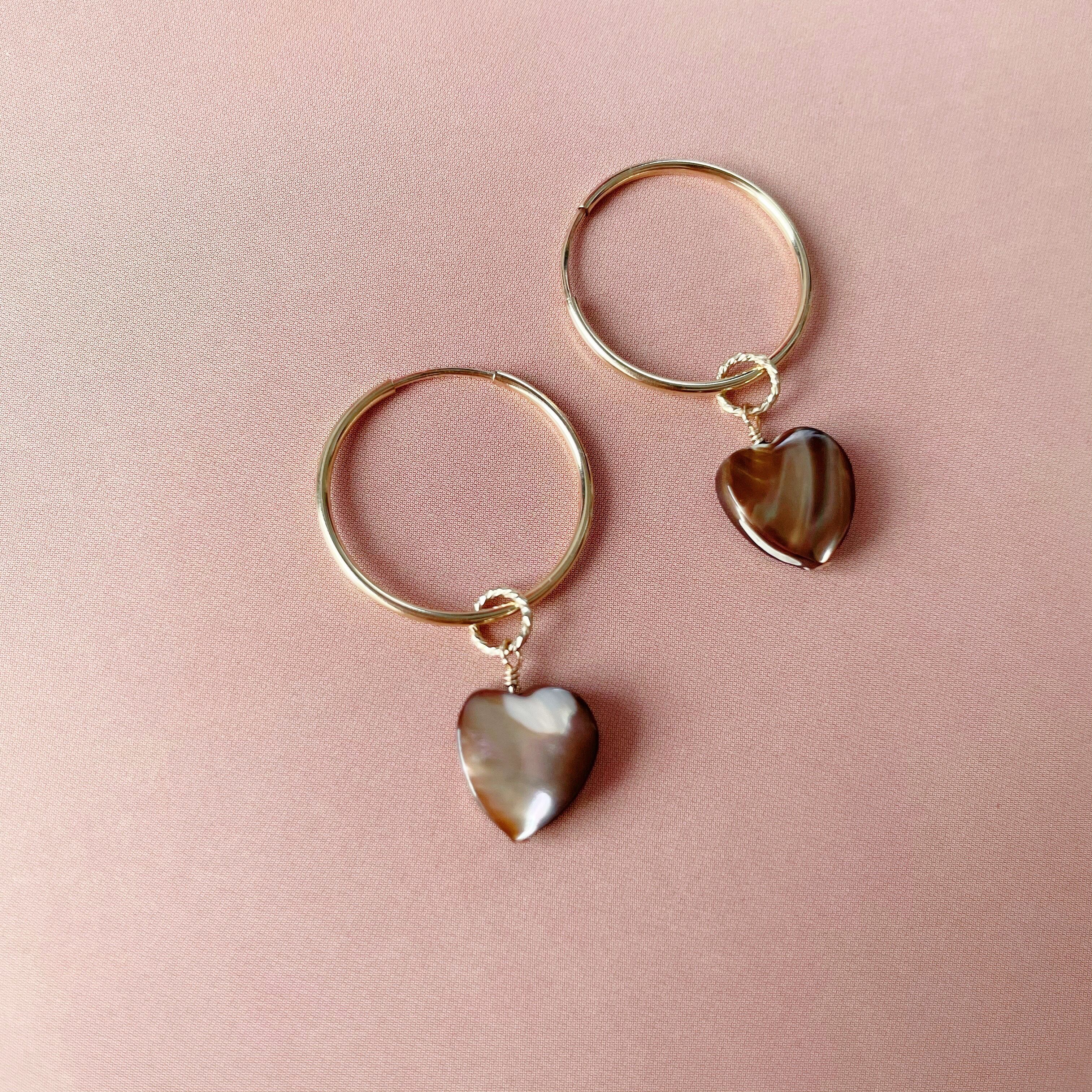 14kgf Mopブラウンハート フープピアス Miela