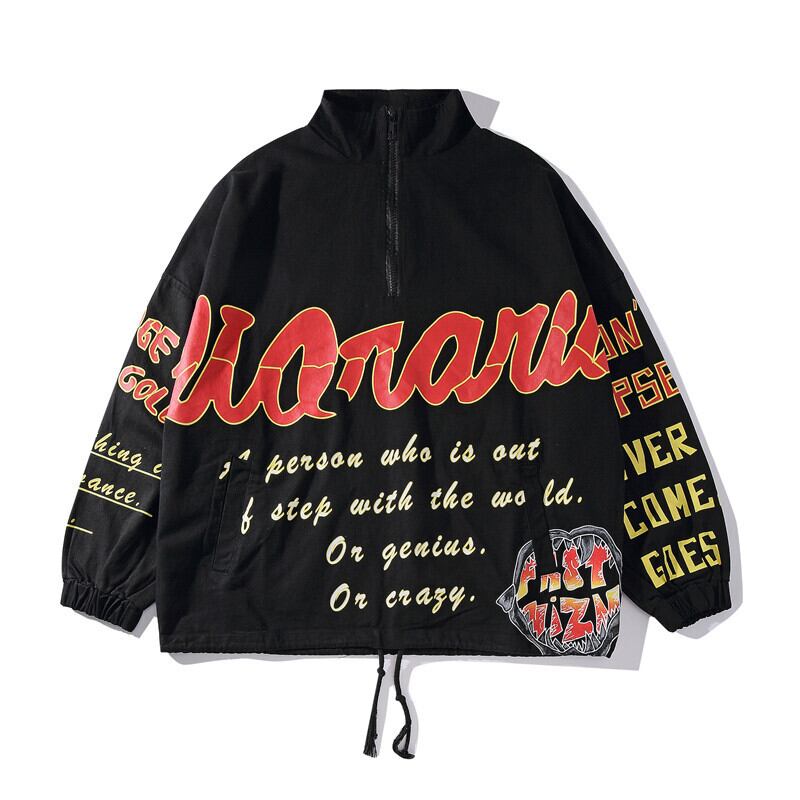 ロード、ヴィンテージの秋の服、新しいeseパーソナリティレタープリントスタンドアップカラージャケット、トレンディなカジュアルオールマッチジャケットボーイズ-アリババ オータム 秋物 ビンテージ hip6-161148487250603