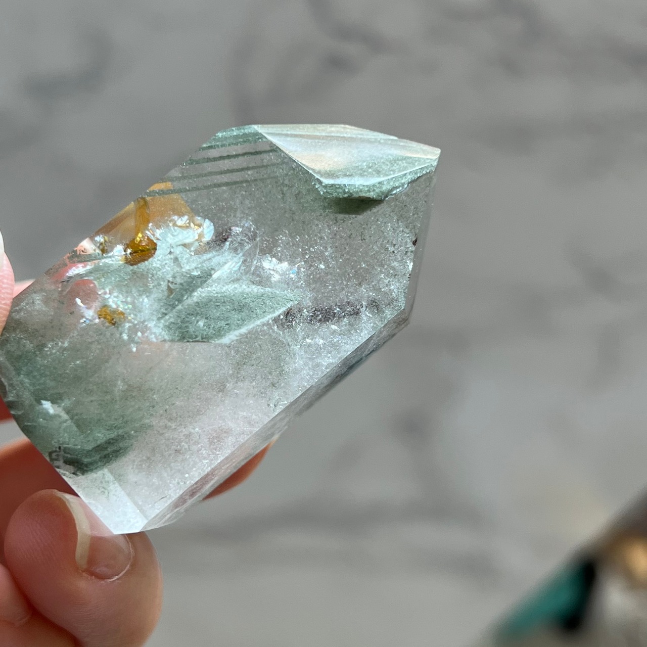 グリーンファントムポイント1*ファントムクォーツ*天然石インテリア*置き物