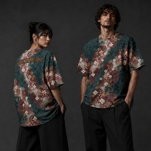 和紋様装飾　御召茶　和柄ユニセックス 180G Performance Tシャツ