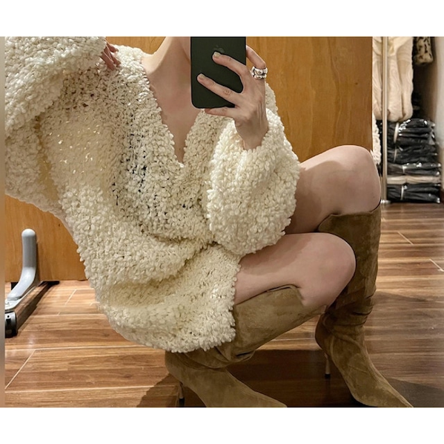 loose v-neck knit 10988