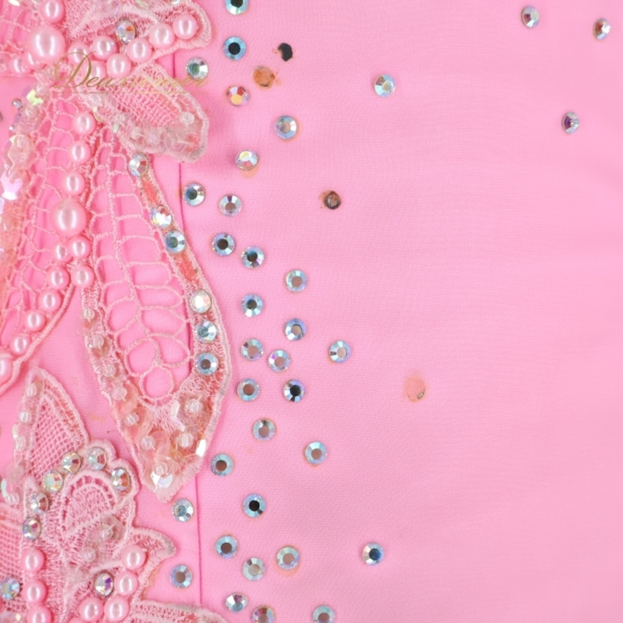 社交ダンス 衣装 スタンダードドレス ワンピース ドレス スタンダード フロート レース デモ 競技 ダンス パーティ 発表会 ピンク系 フレア スカート ふんわり おしゃれ ダンス衣装 発表会用 キラキラ コスチューム イベント用 ステージ衣装