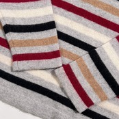 カシミヤ100% Donnez-Moi ドネモア マルチボーダー タートルネック ニット セーター M /グレー系 レディース