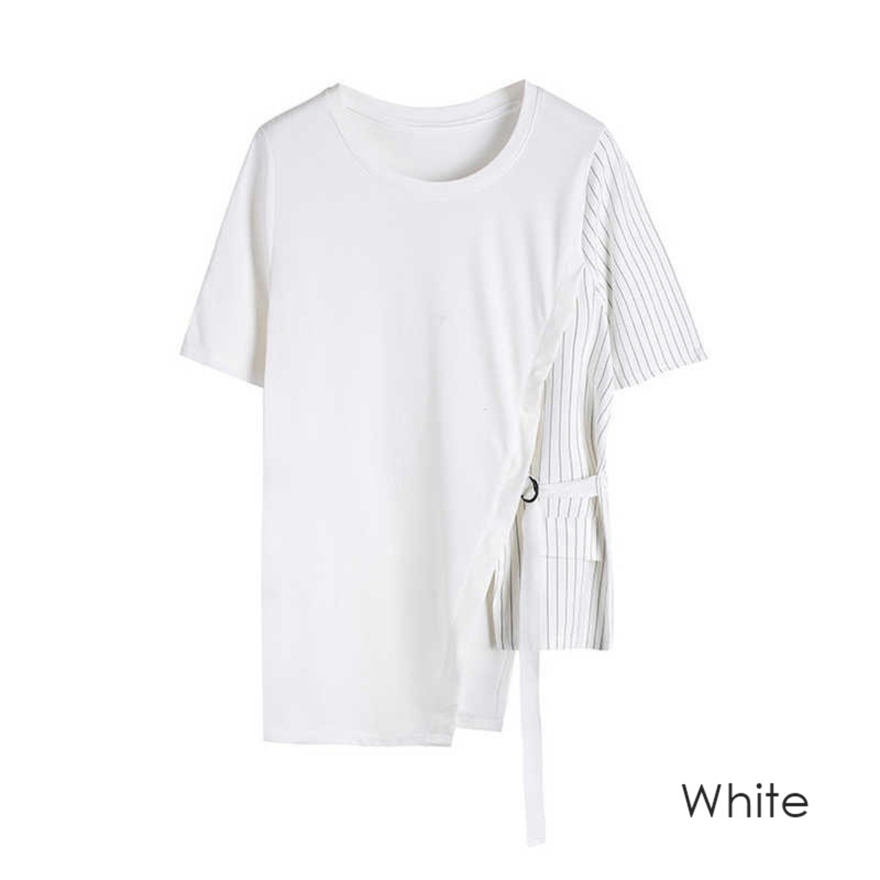 One Side Striped T-shirt / ワンサイド ストライプ Tシャツ