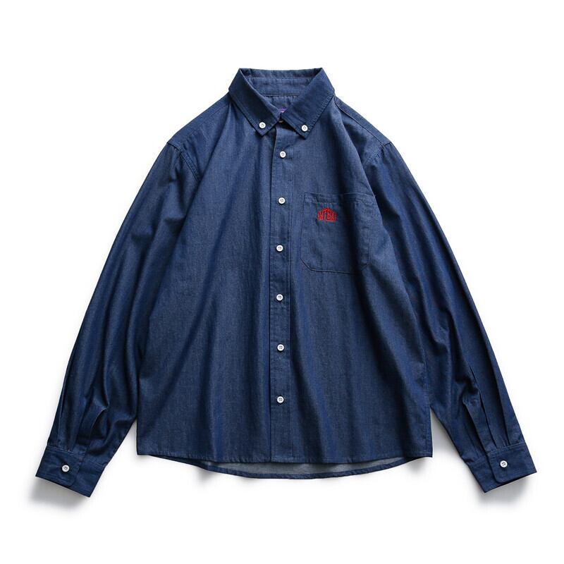 Yidaoヴィンテージ19秋のeseアルファベット刺繡ツーリングデニムシャツメンズレトロトレンド長袖カジュアルシャツ-アリババ ロング 刺繍 オータム 秋物 ビンテージ hip6-161196173152957