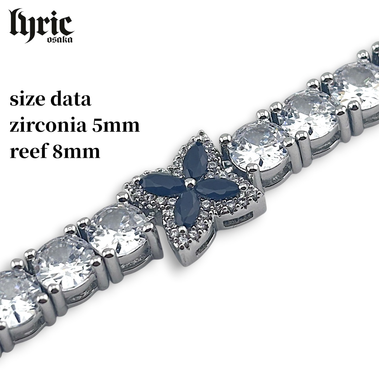 5mm 55cm four reef luxury tennis necklace silver