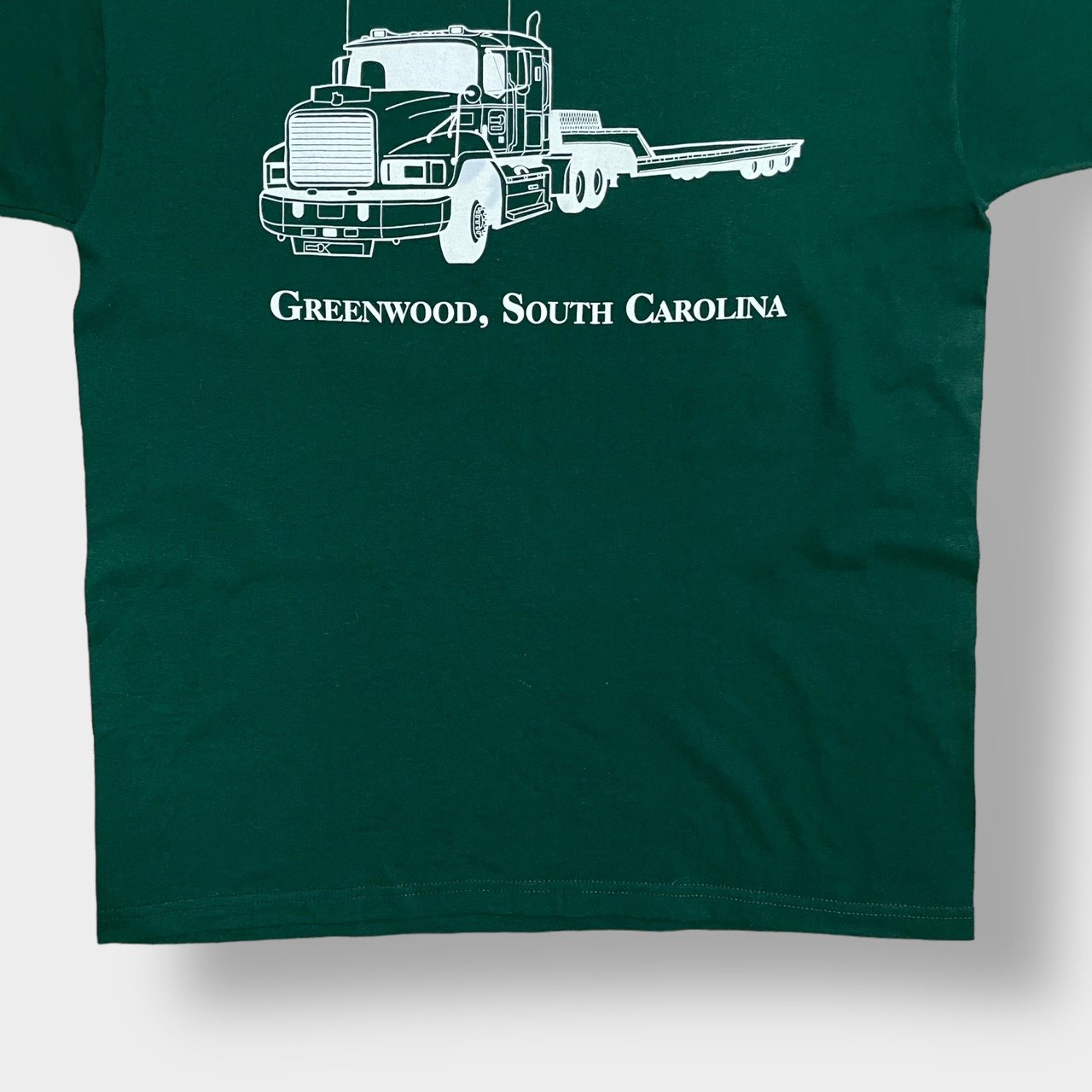 【Russell】企業系 企業ロゴ プリント Tシャツ ワンポイント バックプリント トラック M ディープグリーン  半袖 夏物 US古着