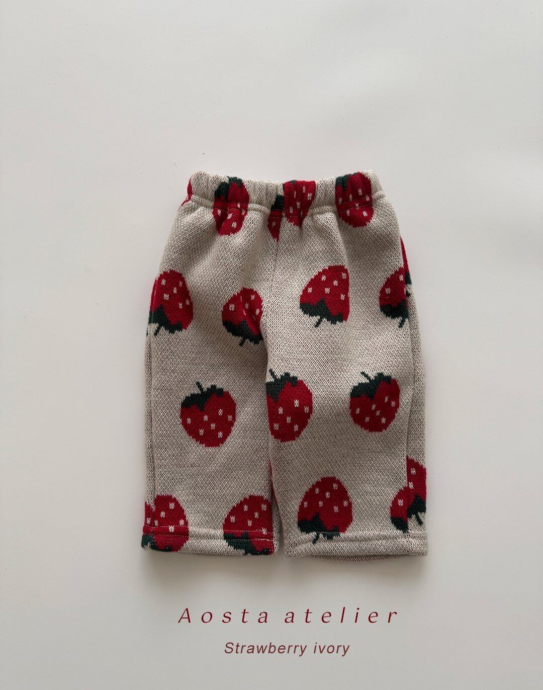 予約販売【Aosta】ネネパンツ ストロベリーアイボリー 70~110cm 2025 WINTER 韓国子供服