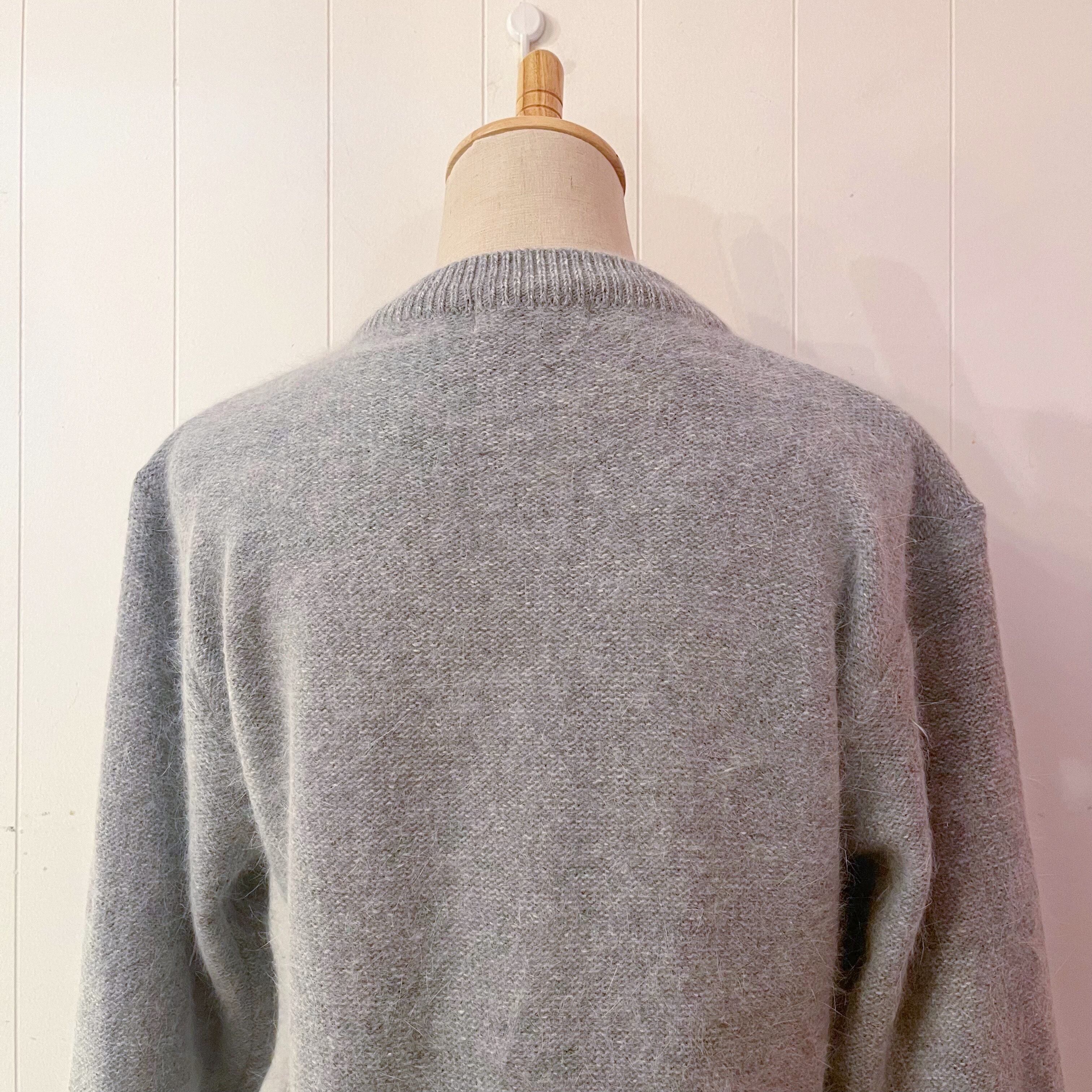 gray flower beads knit cardigan