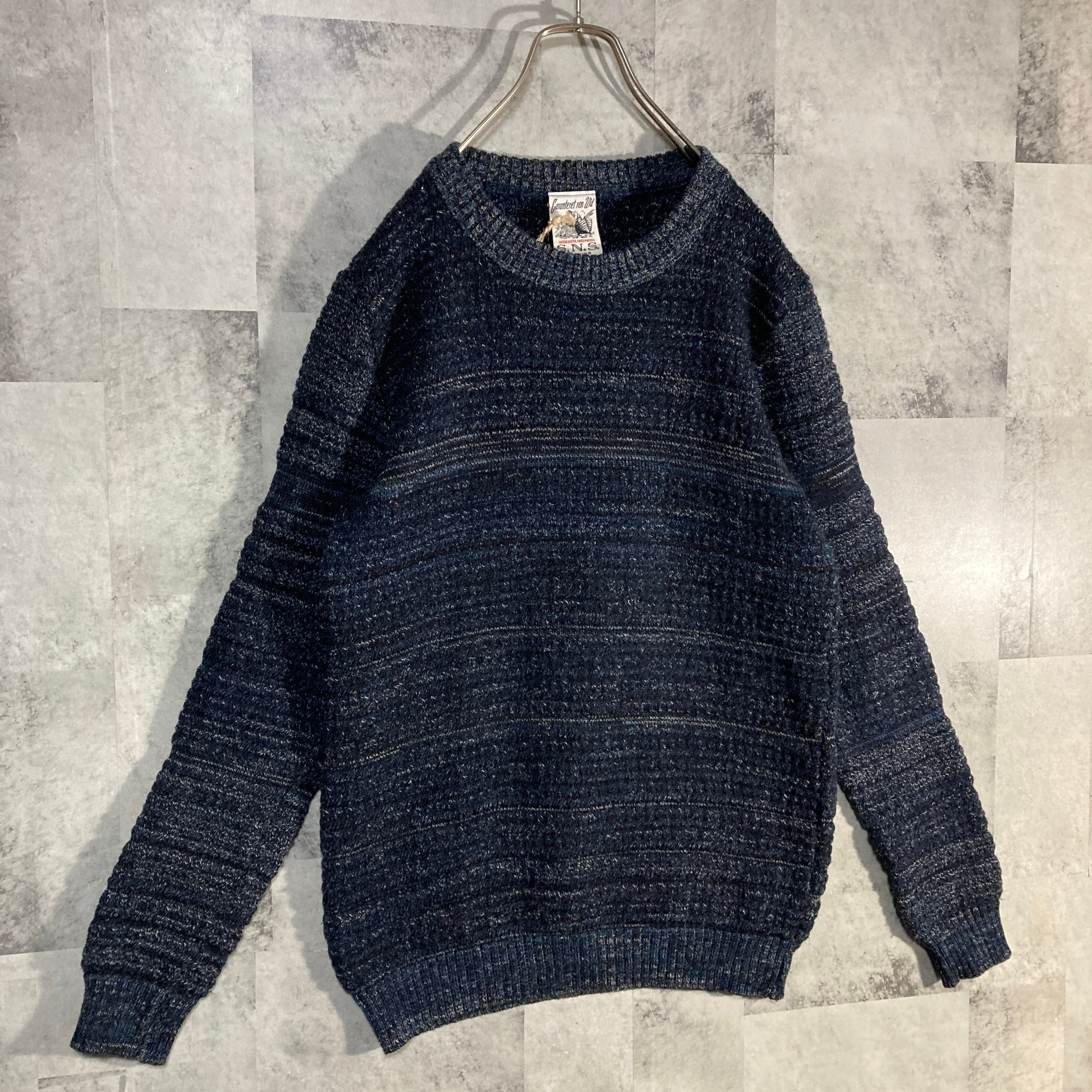 S.N.S HERNING ウール フィッシャーマンニット セーター S 肉厚 ボブル