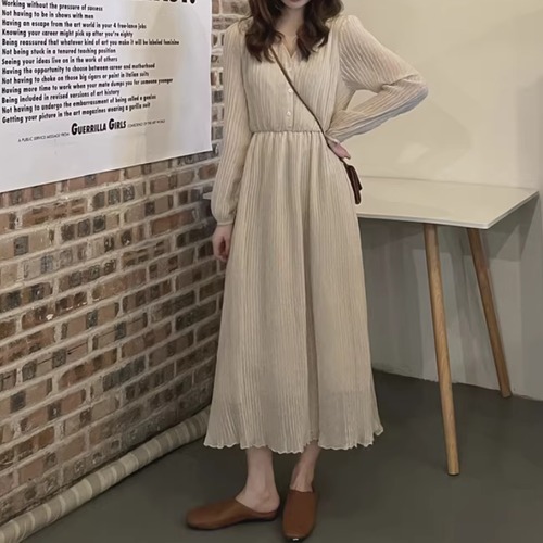 Vネックストライプワンピース ・9516