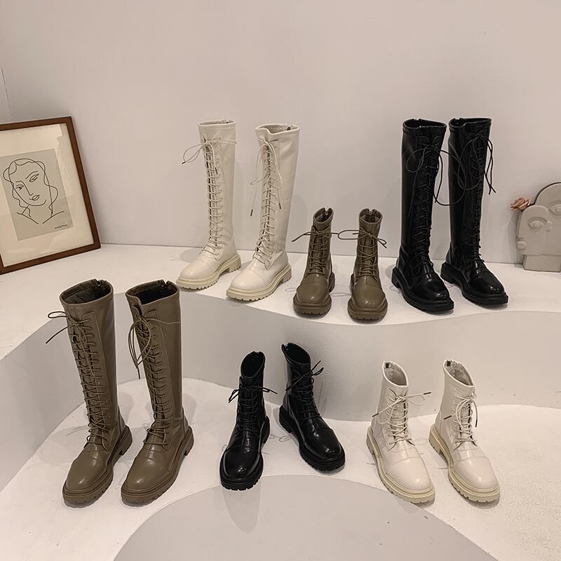 ロングブーツレディースベルベットカジュアルジッパーレッドスタンダード レトロ 靴 シューズ ラウンドトー フェイクシューズ57385240534