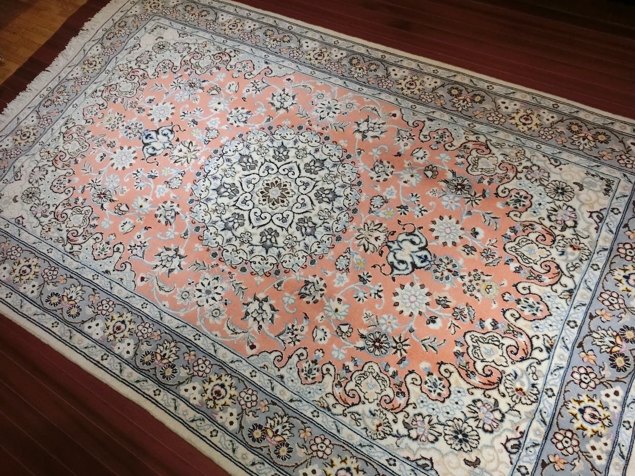 手織り高級細かな密度のペルシャ絨毯/6LAナイン産 132cmx91cm まじり