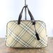 .BURBERRY CHECK PATTERNED WOOL LEATHER BOSTON BAG/バーバリーチェック柄ウールレザーボストンバッグ 2000000053585