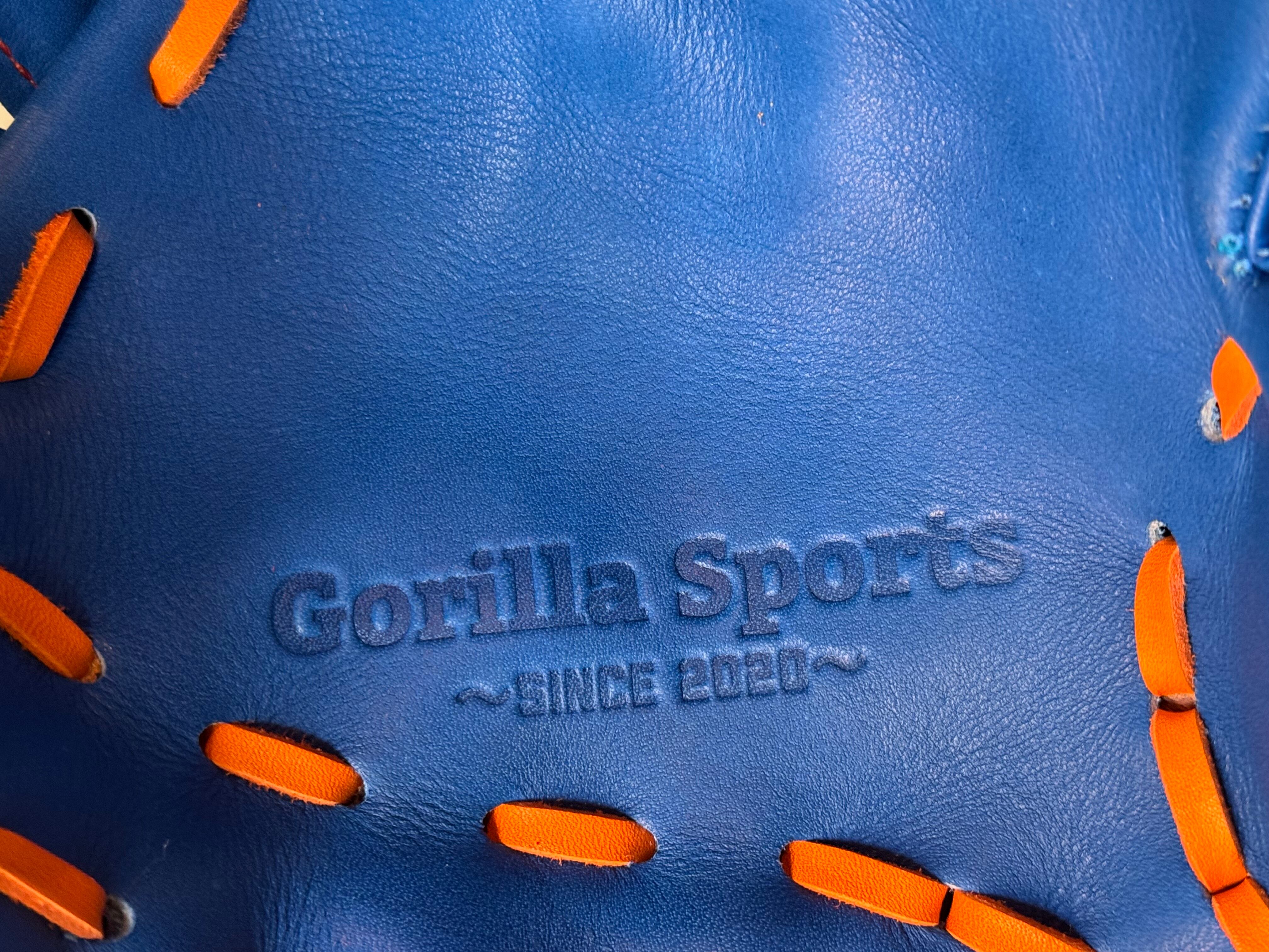 Gorilla Sport 軟式　当て挟み型　青 限定　GSグローブ 限定モデル【GS】軟式用グローブ 内野手用 鬼サード型 ブルー×オレンジ