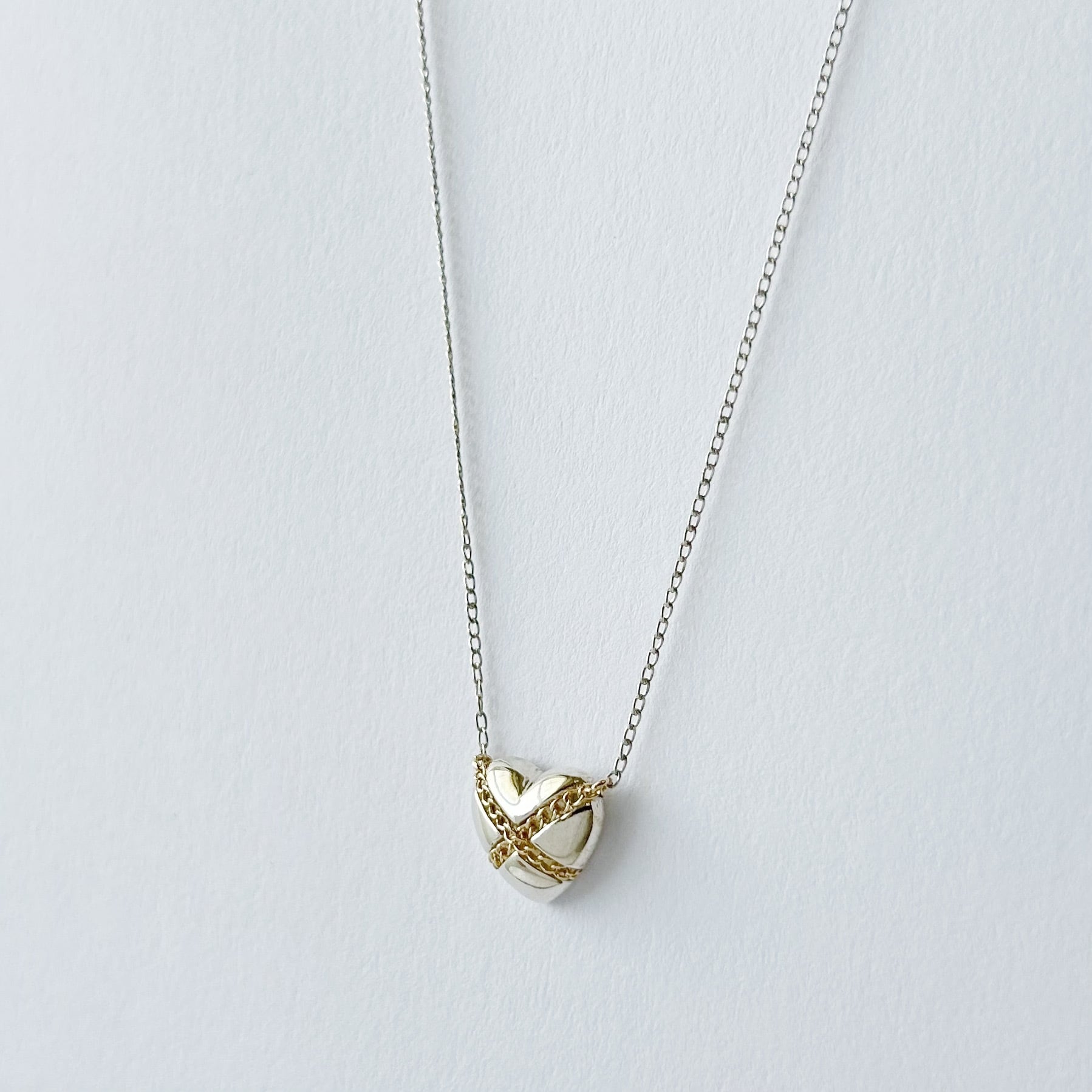 T8058】Tiffany&Co. cross heart necklace/silver925,K18/ティファニー