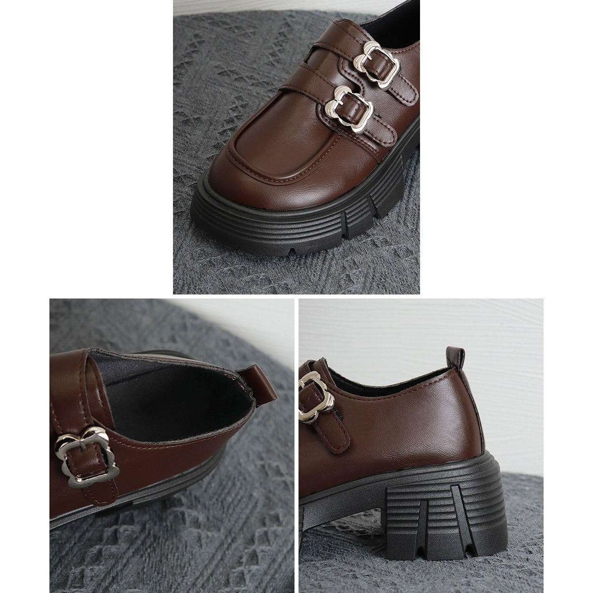 厚底 ローファー 韓国風 レディース PUレザー 大人 きれいめ 学生 通勤 通学 おしゃれ シンプル カジュアル クラシック 太ヒール レトロ メイド コスプレ 大人可愛い 大人女子