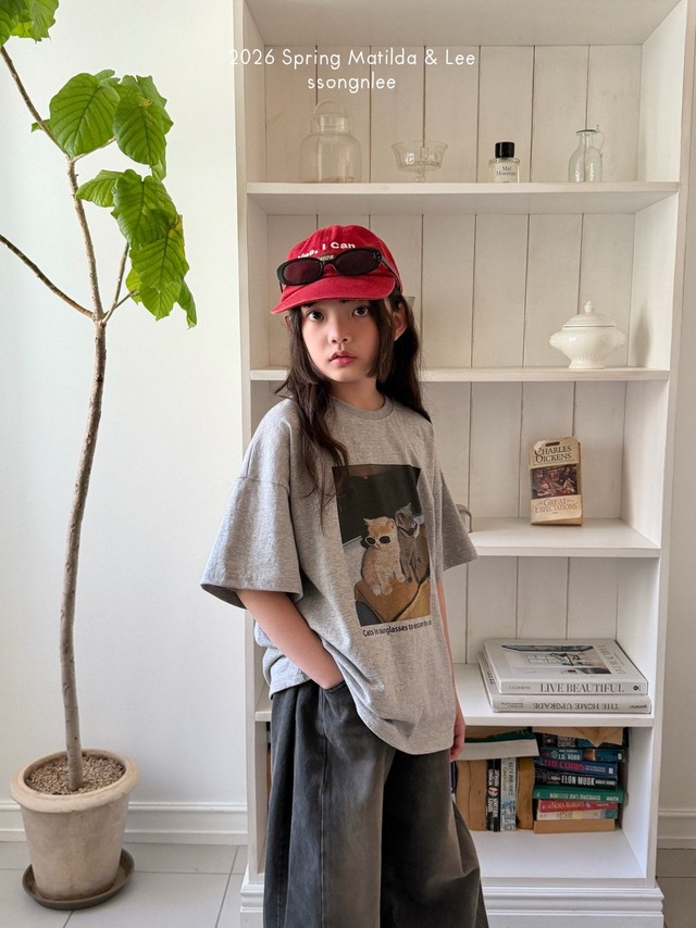 [Matilda&Lee] Sunglasses Cat Short Sleeve T-shirt / [마틸다앤리] 썬글라스고양이반팔티