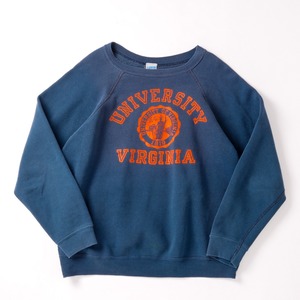 【美品】70s special vintage champion raglan sweat shirt mint condition "UNIVERSITY VIRGINIA" made in USA fade navy / 70年代 ヴィンテージ チャンピオン ラグラン 長袖 スウェットシャツ トレーナー USA製 サイズL フェード ネイビー バータグ ミントコンディション