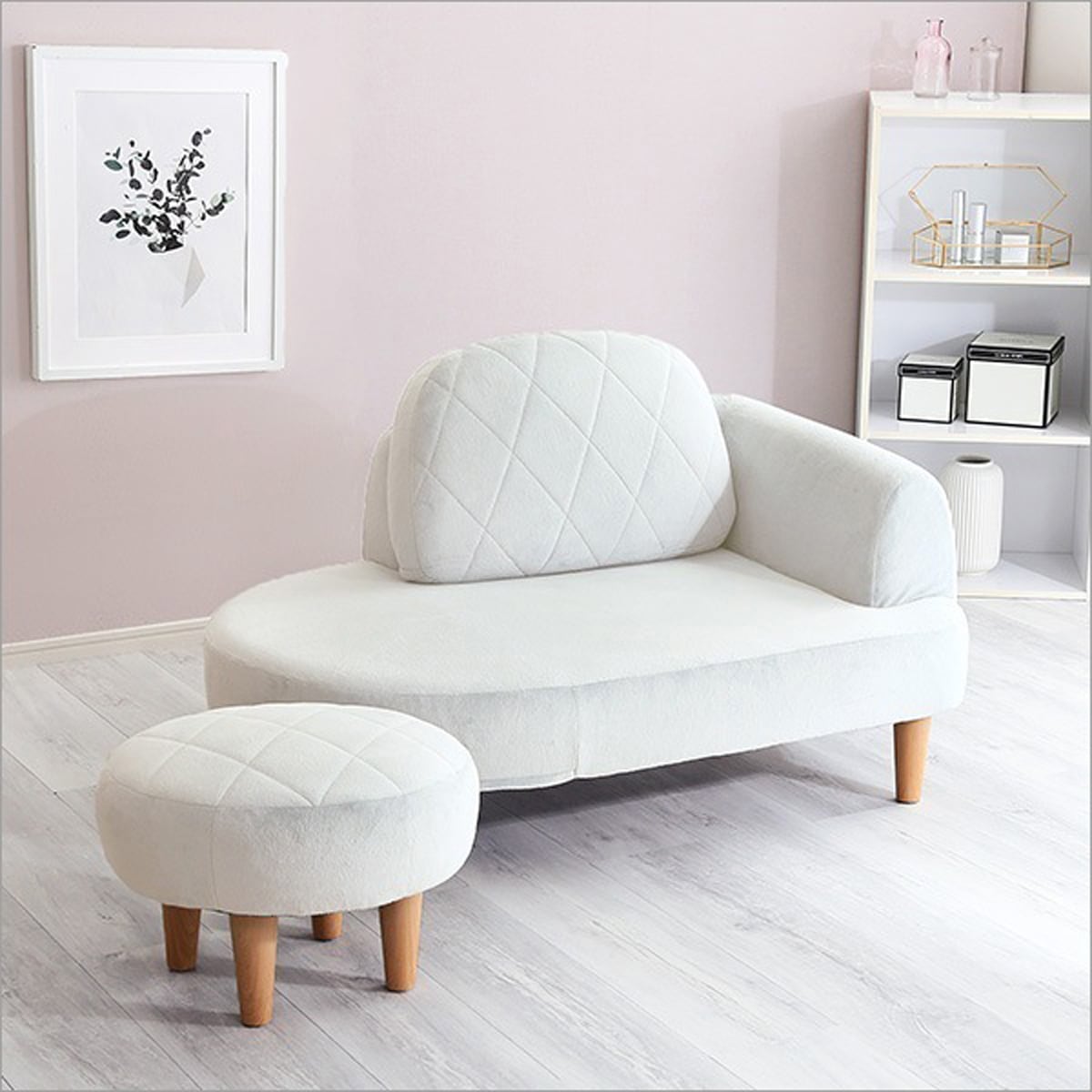 カウチソファ オットマンセット ローソファ ポケットコイル おしゃれ 女性 大人かわいい コンパクト