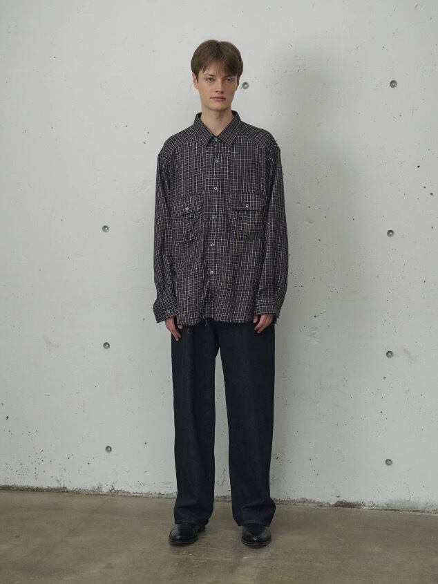 26SS】ANCELLM NEL CHECK OVERWORK SHIRT(NAVY) ANC-SH85 | IAAAM