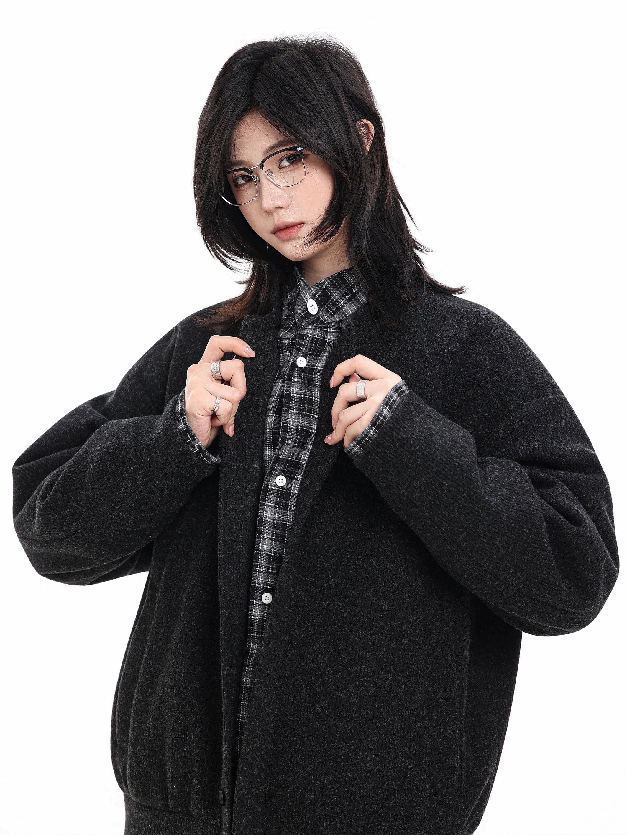 ウールライクフェイクツーピースダウンジャケット / Wool-Like Fake Two-Piece Down Jacket