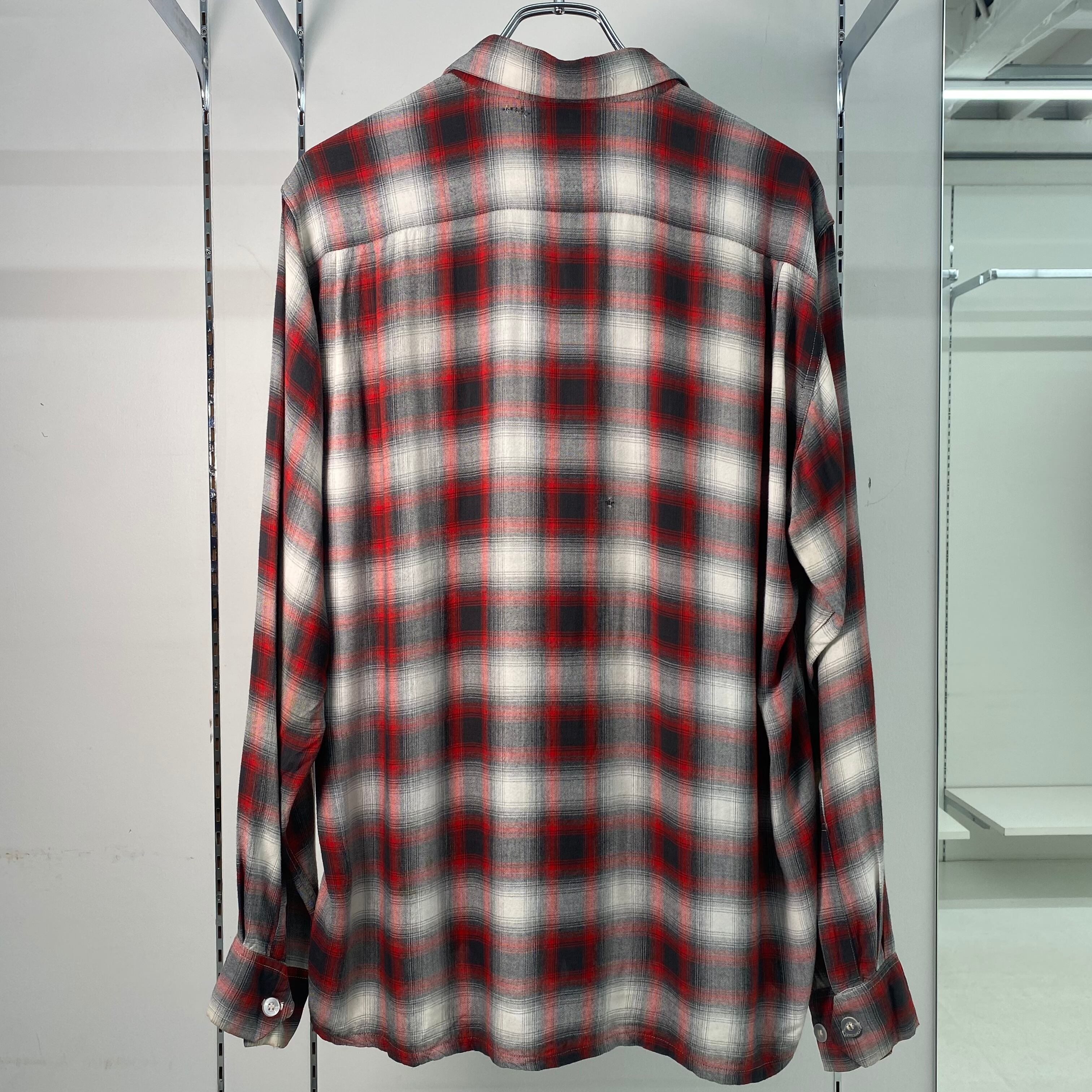 50s60s レーヨンギャバジン 開襟シャツ ストライプ 15-15 1/2 シャツ