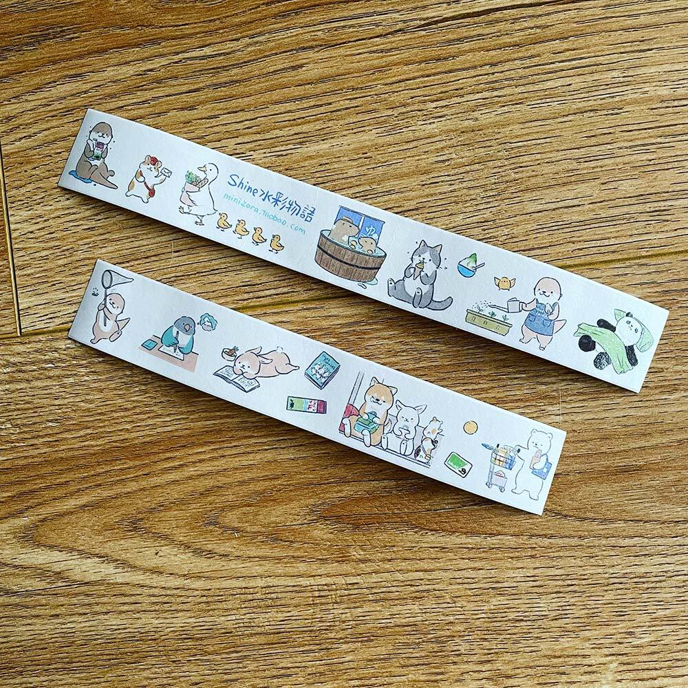 動物の暮らしイラスト和紙マスキングテープ離型紙付