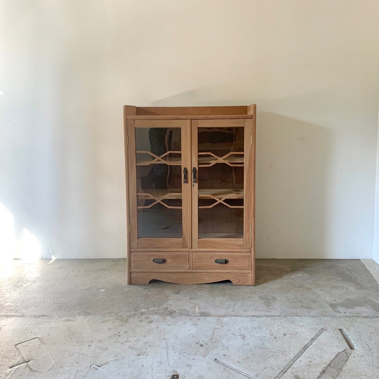 キャビネットチェスト　ガラスケース　古家具　0603