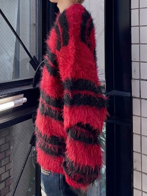 【ALUDE】border shaggy knit(2color)