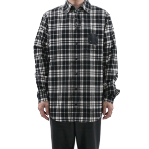 【VETEMENTS】LEATHER CROSS FLANNEL SHIRT