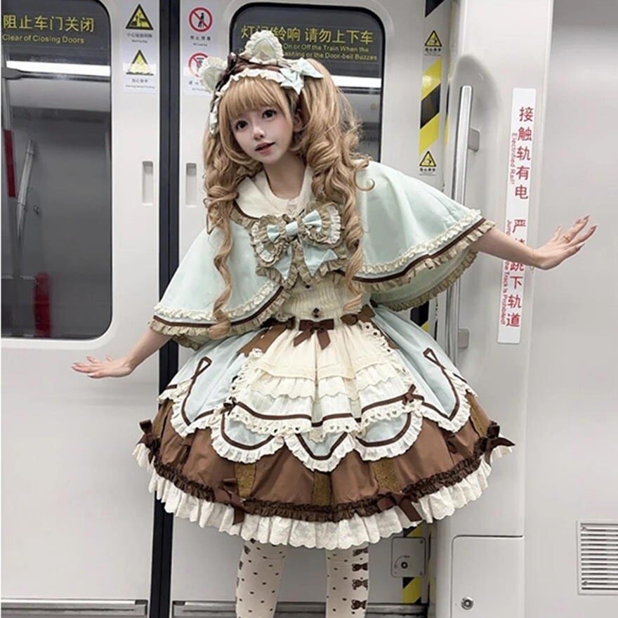 甘ロリ 夢かわいい セットアップ ケープ インナー ジャンパースカート