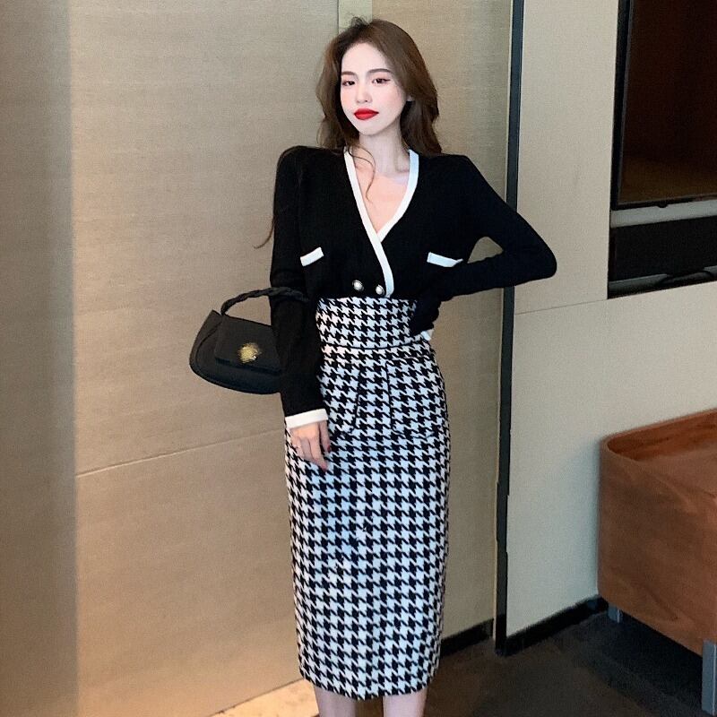 スタイルニットセーター オータムウィンターハイウェストウェストスカート 秋物 冬物 YY-ファッション95905887062