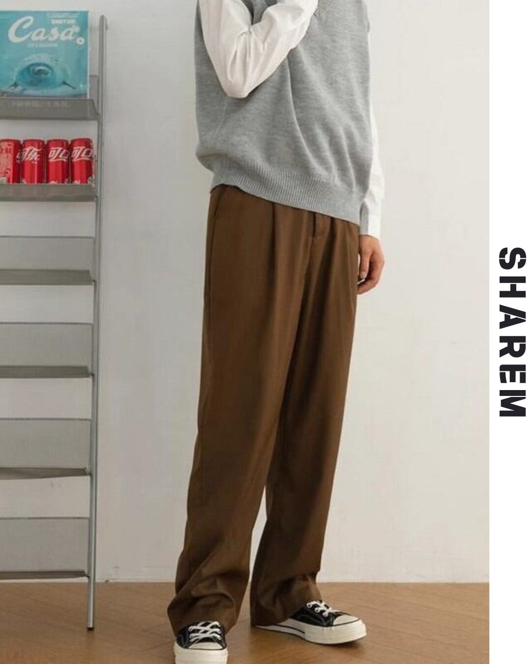 retro high street long pants B0165