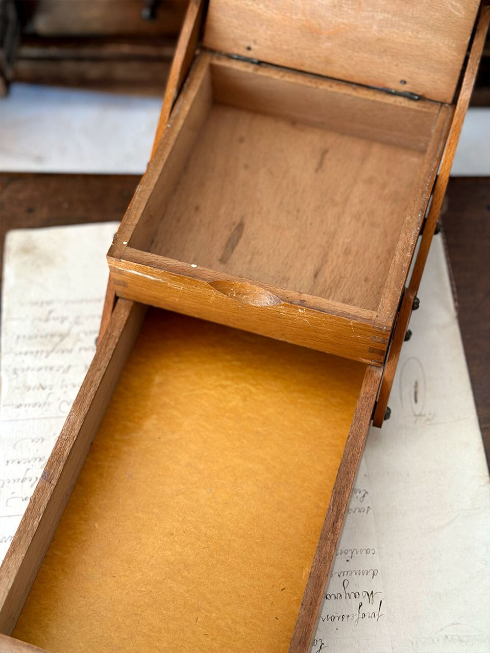 木製2段ミニソーイングボックス 裁縫箱