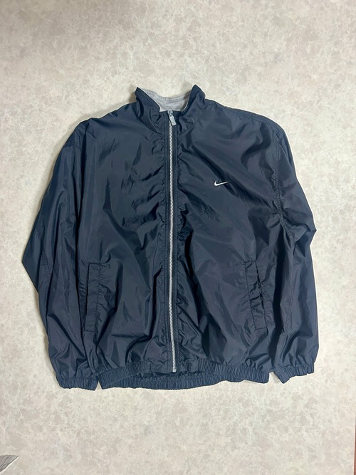 【90s-00s 白タグ】NIKE ナイキ フルジップ ナイロンジャケット 背面ベンチレーション ブラック メンズL（12-14）