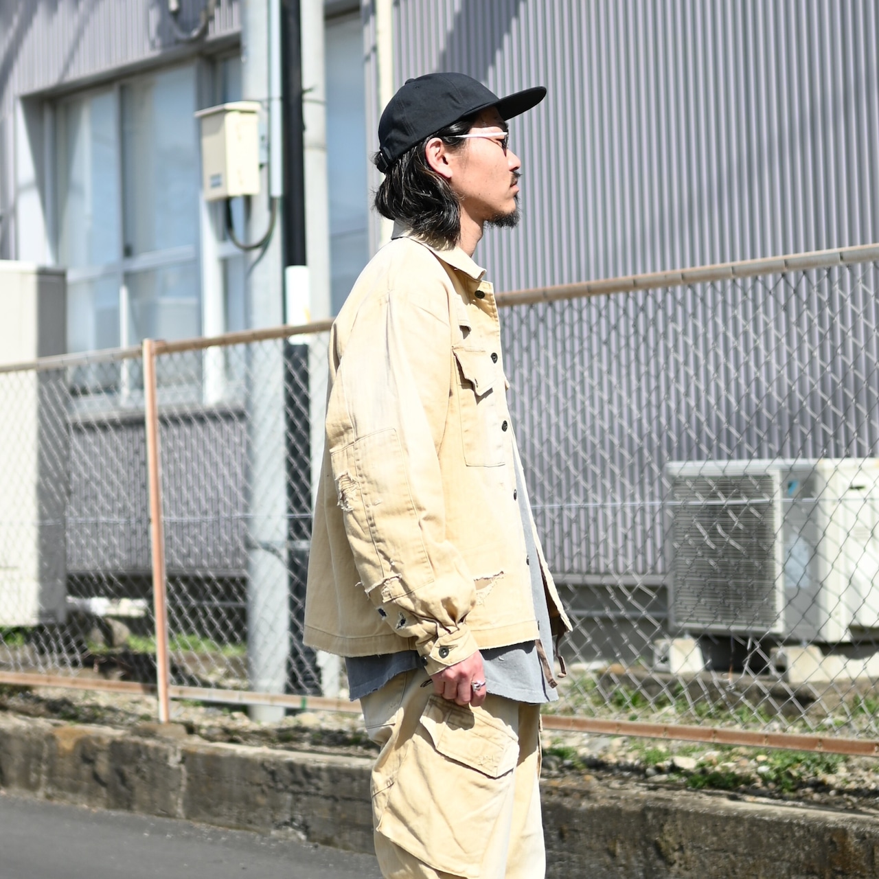 ANACHRONORM / REMAKED HERRINGBONE MILITARY SHIRTS JACKET