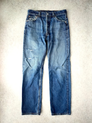 90s-00s Levi’s 501 スペイン製 ダメージ デニムパンツ インディゴブルー W30 L30
