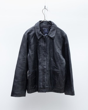 1990s GAP - fly front leather jacket