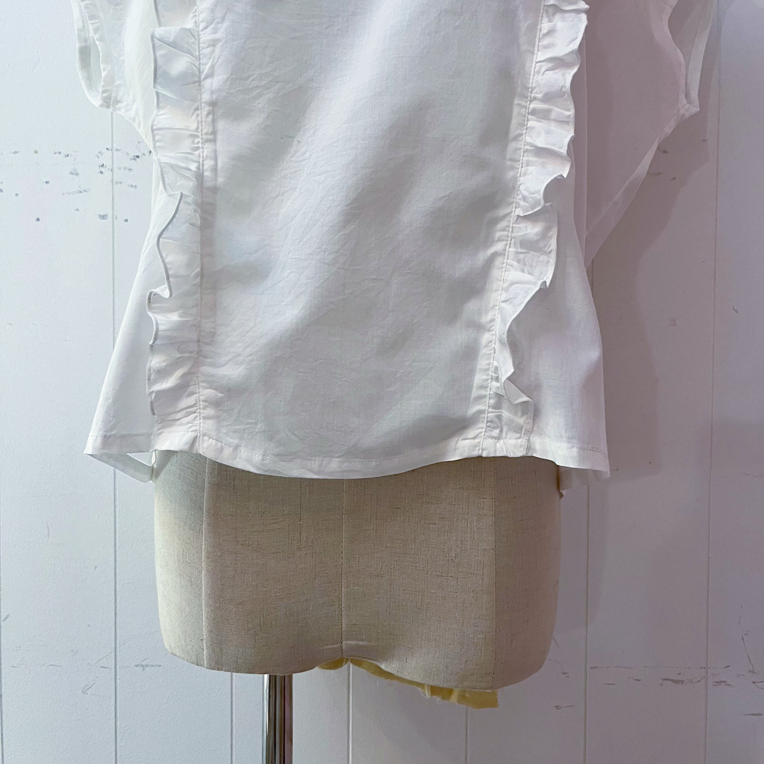 ribbon embroidery frill white blouse